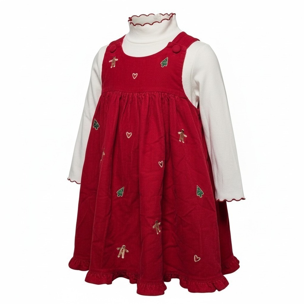 Red Corduroy Christmas Jumper Dress Girls 3T